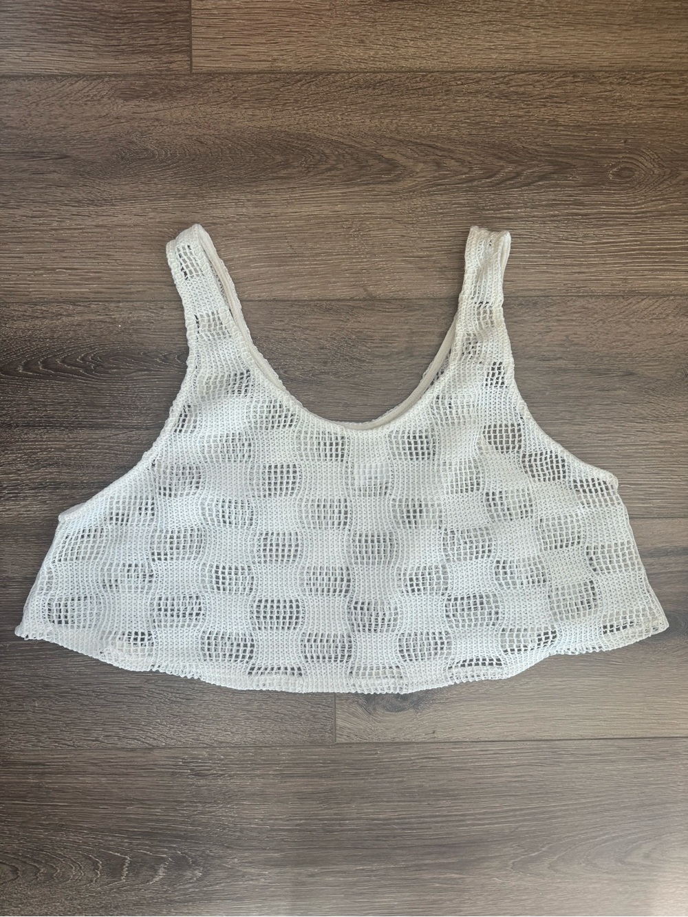 Wild Fable Target Crochet Checkered Crop Tank Top, Cream/White